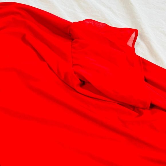 Women's Elle Ruffle Statement Long Sleeve Top Boho Stretch Red Size Large - Picture 6 of 9